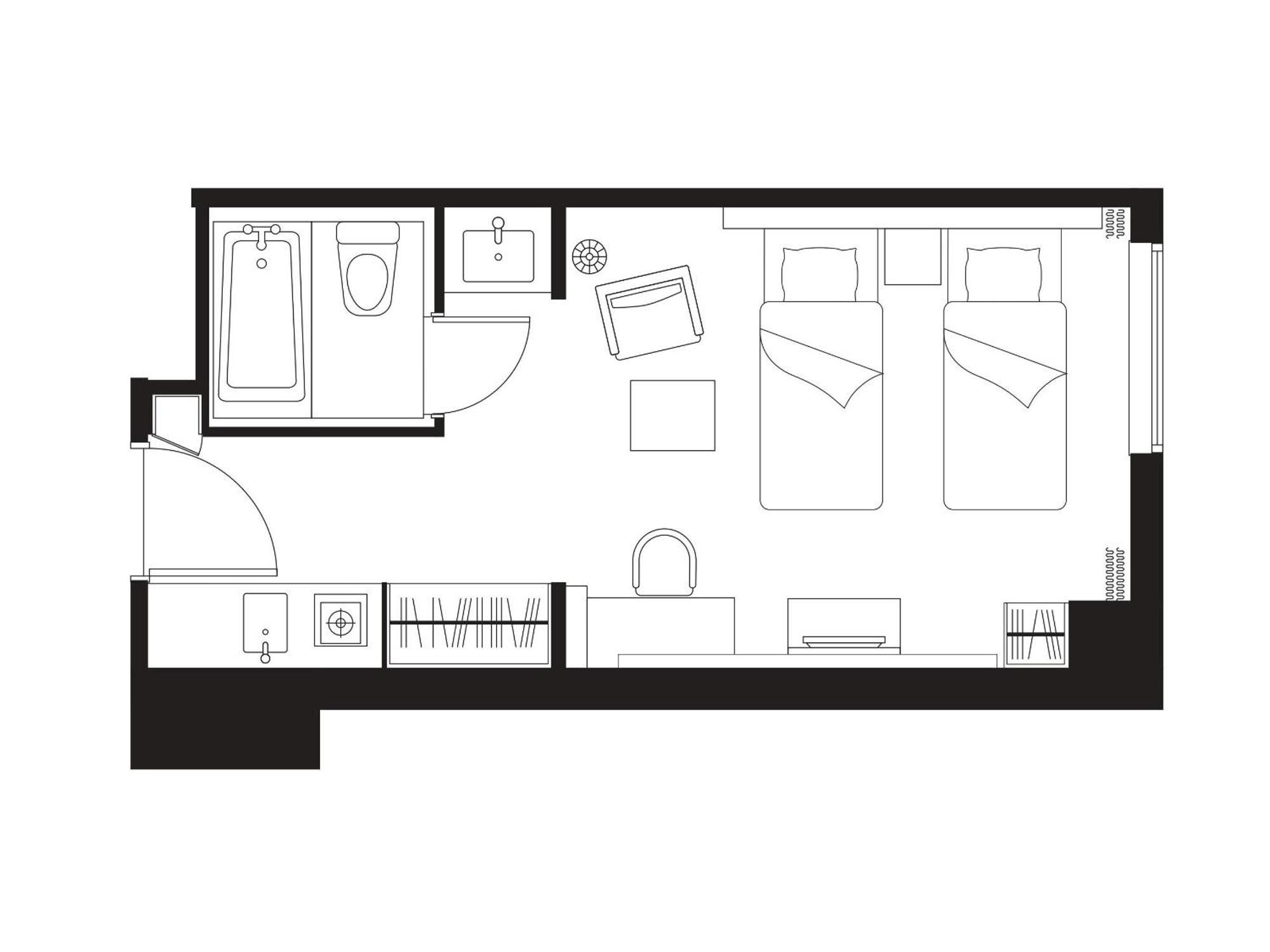 Estúdio com Quarto com 2 Camas de Solteiro